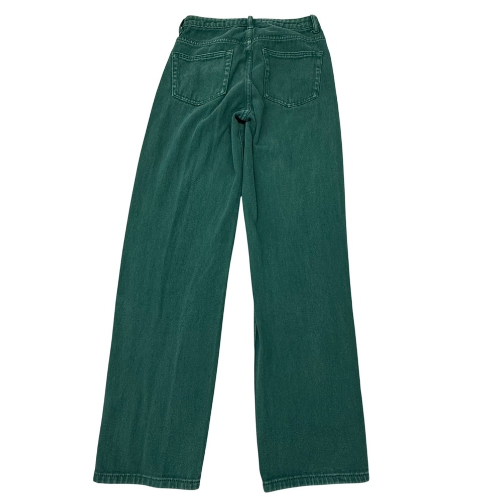 Edikted Green High Waisted Straight Leg Button Fly Jeans Womens Size S HF-000090
